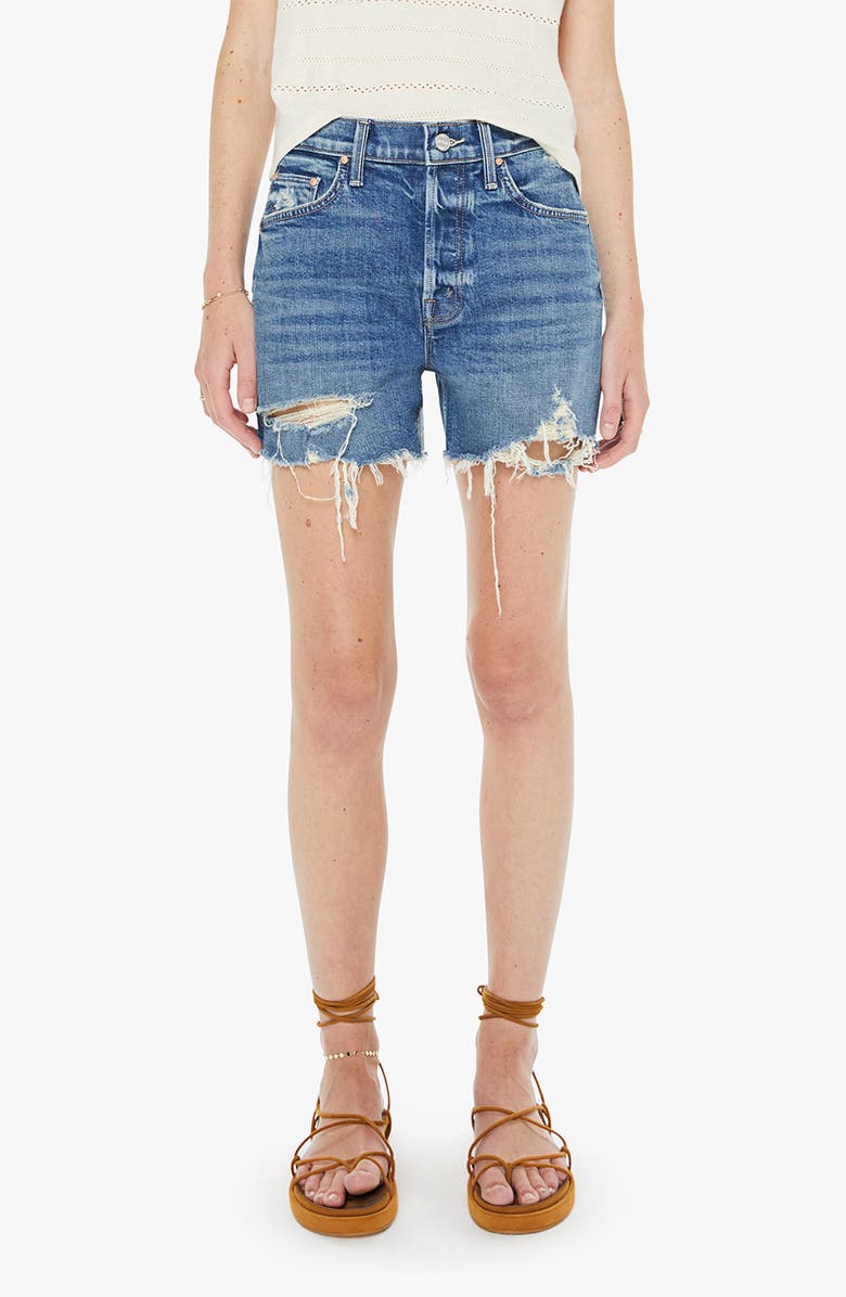 MOTHER The Skipped Distressed Denim Shorts, Main, color, Girls Just Want To Have Sun