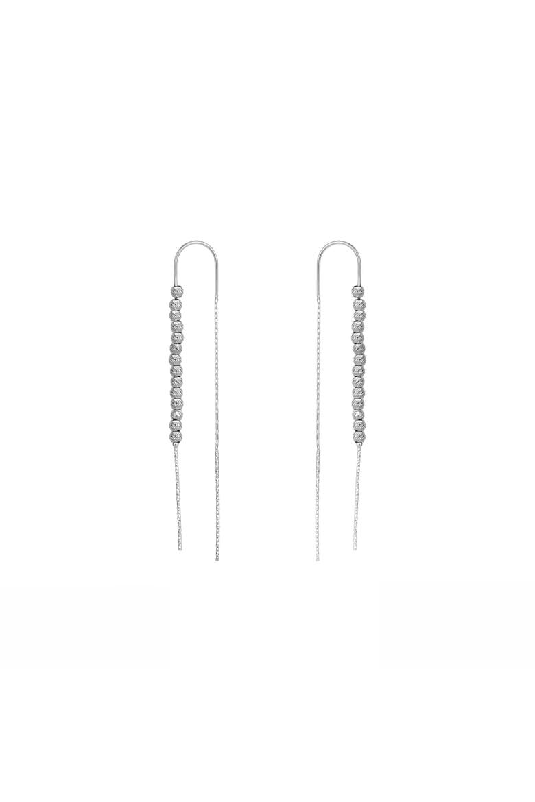 Sterling Silver Dorica Chain Bead Drop Earring, Main, color, Silver