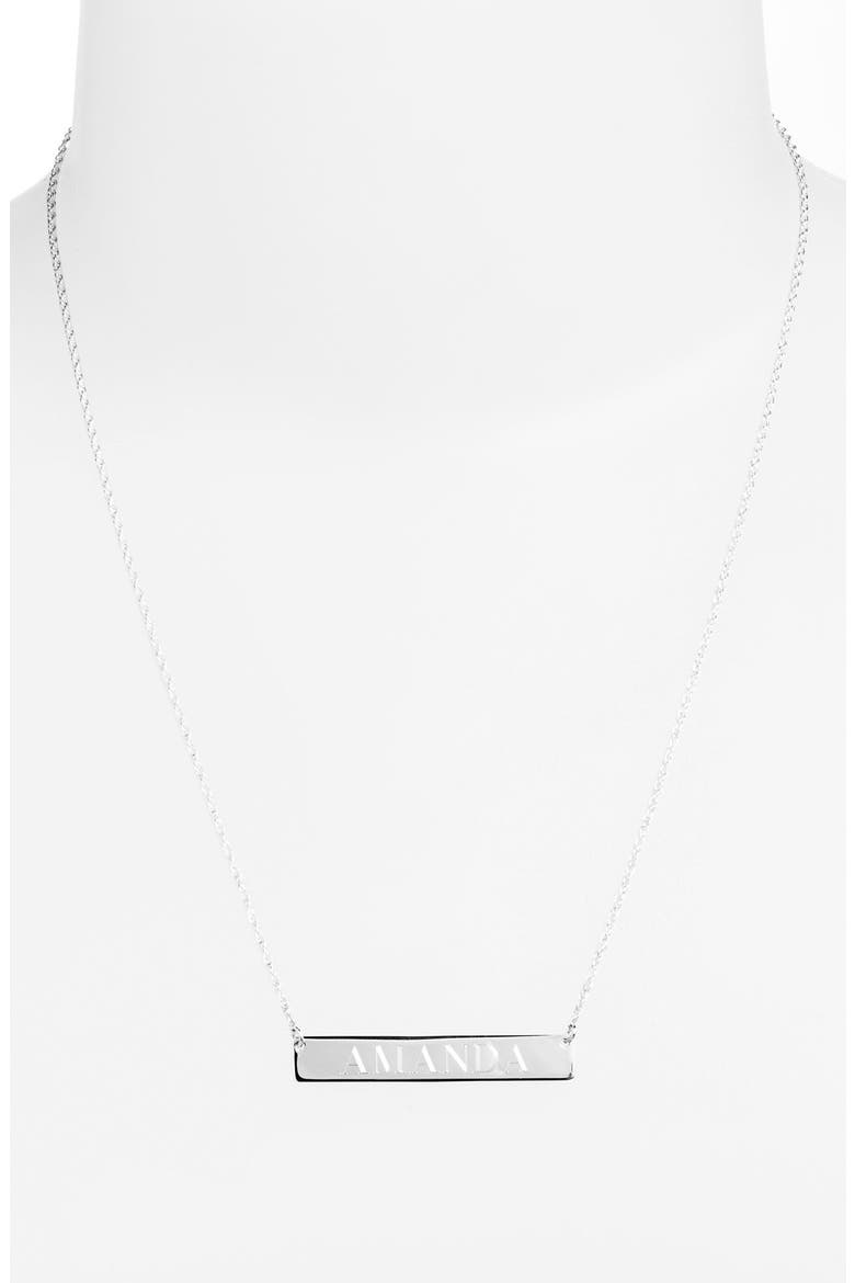 Personalized Bar Pendant Necklace, Alternate, color, SILVER
