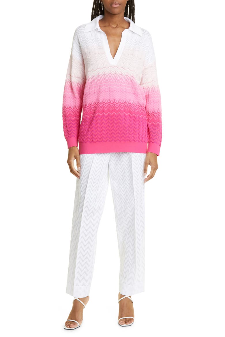 Zigzag Stripe Knit Straight Leg Pants, Alternate, color, BRILLIANT WHITE