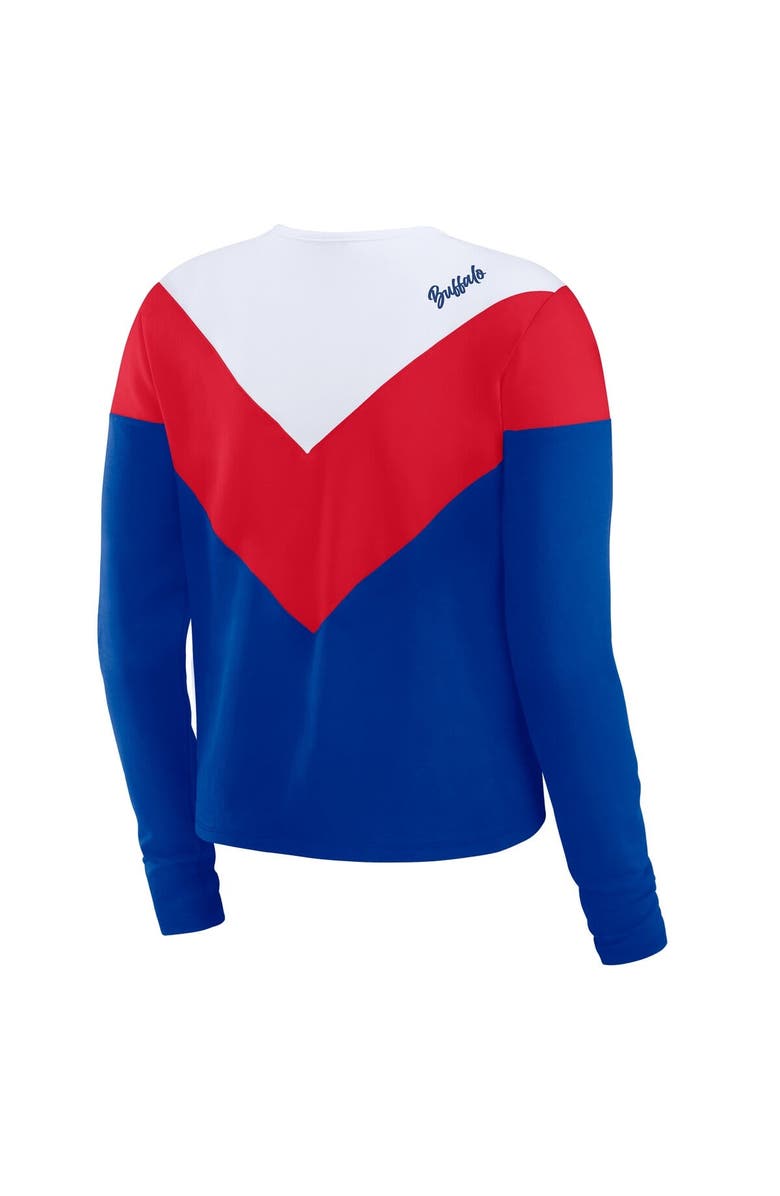 WEAR by Erin Andrews Women's WEAR by Erin Andrews Royal/Red Buffalo Bills Plus Size Chevron Tri-Blend Long Sleeve T-Shirt, Alternate, color,