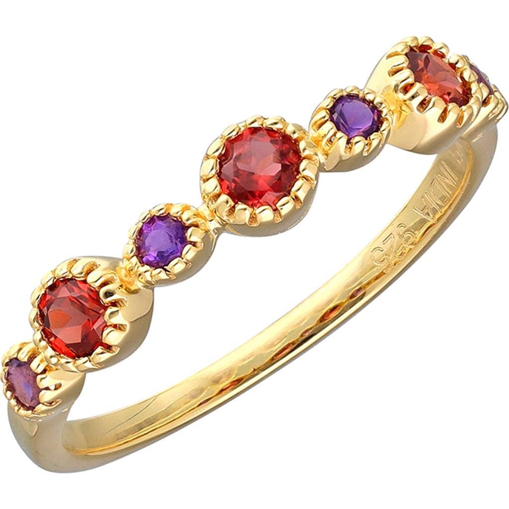 Ys Gems Garnet & Amethyst Ring In Red