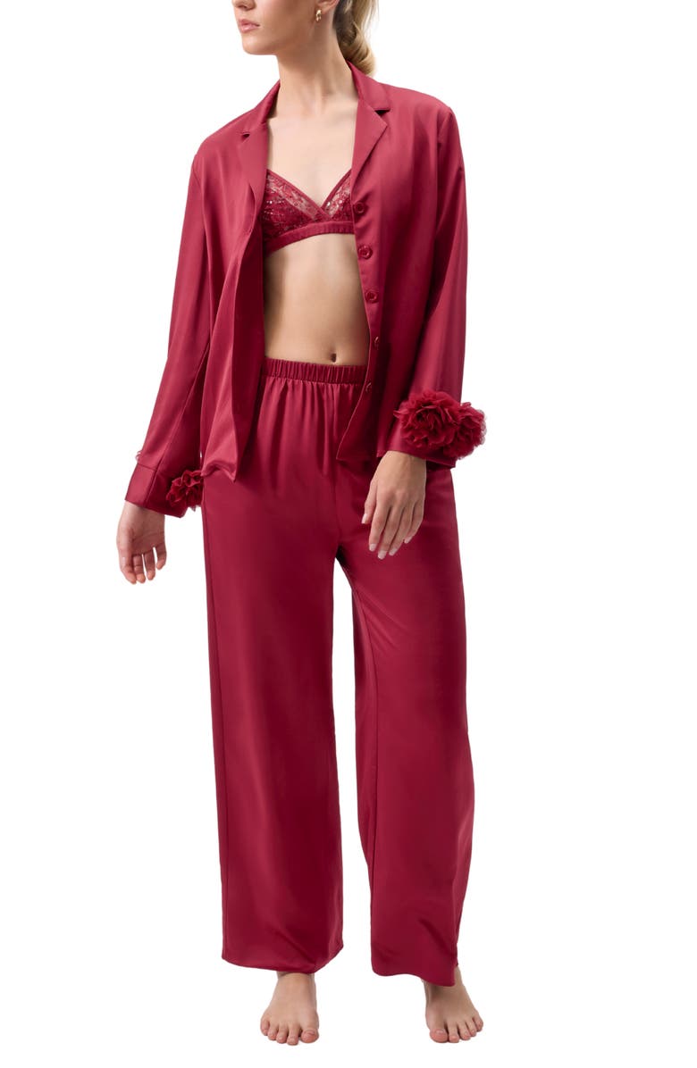 Rya Collection Sweetie Charmeuse Pajamas, Alternate, color, Holly