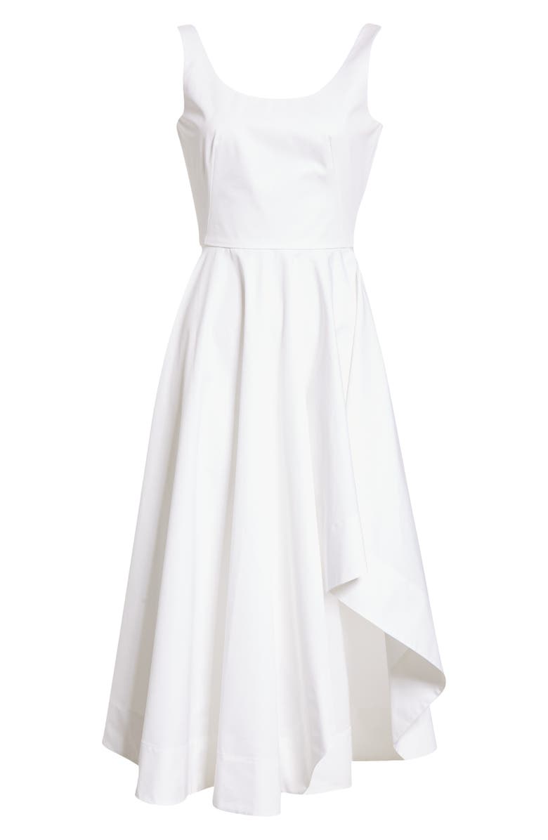 McQueen Asymmetric Cotton Poplin Midi Dress, Alternate, color, 