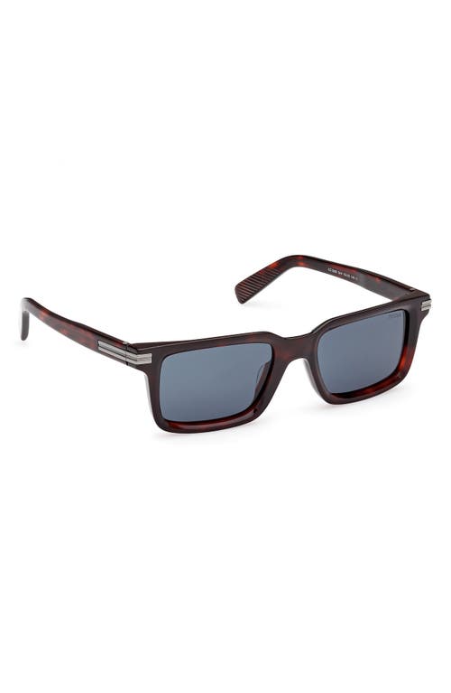 Zegna 53mm Rectangular Sunglasses In Shiny Red Havana