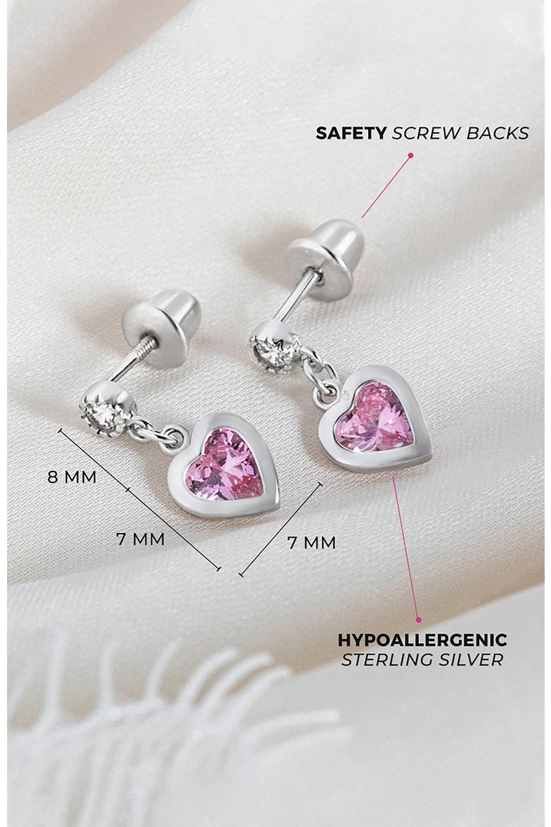 My First Dangle Hearts Girl Earrings, Alternate, color, Pink
