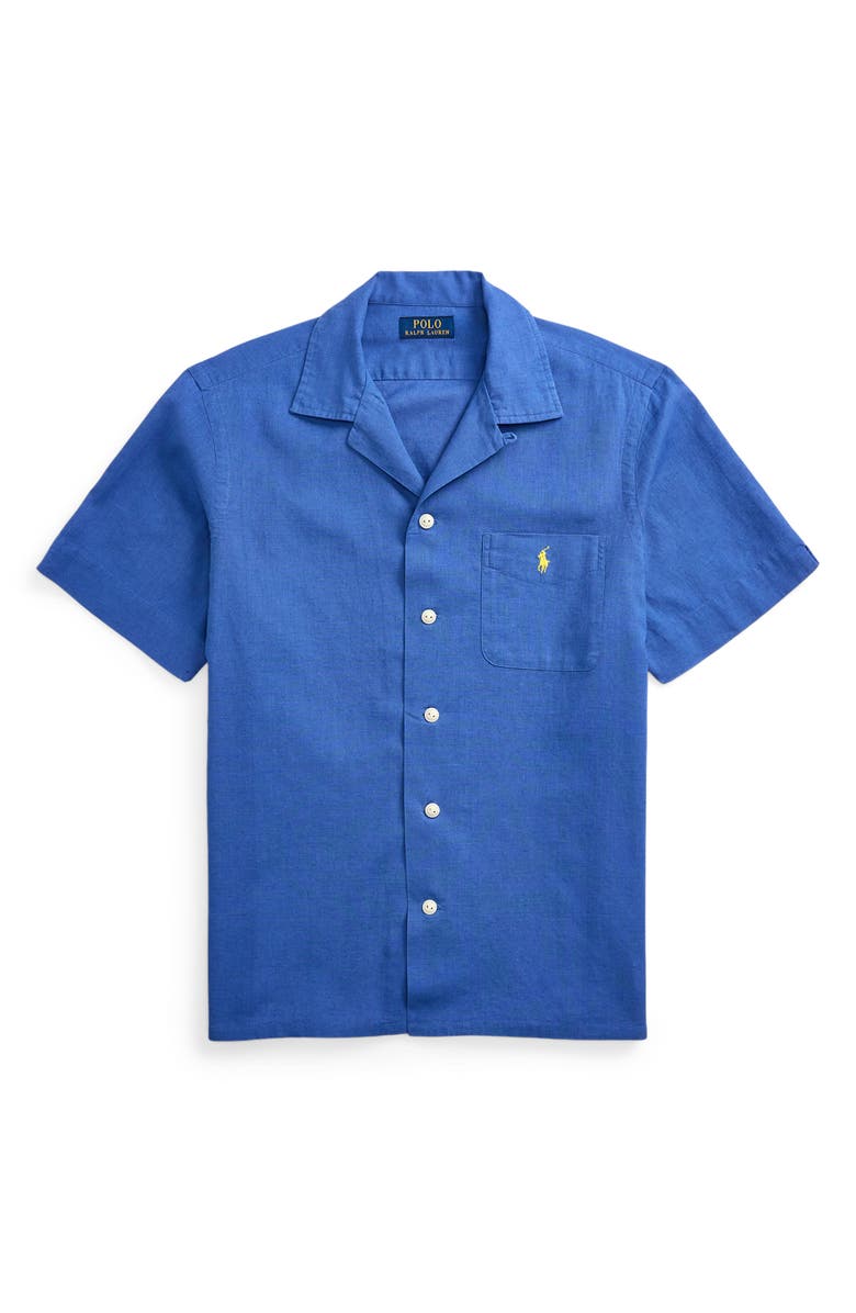 Polo Ralph Lauren Solid Red Linen & Cotton Camp Shirt, Alternate, color, 