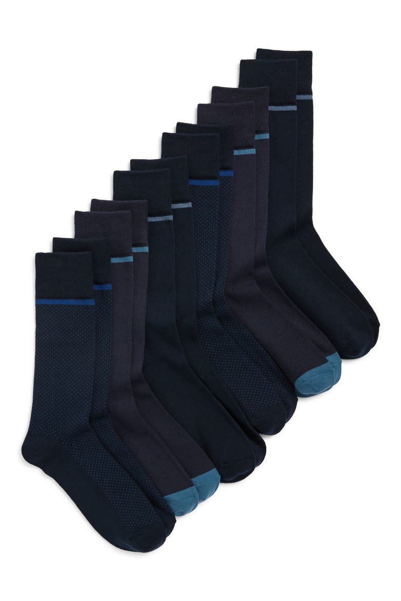 Assorted 6-Pack Crew Socks, Main, color, NAVY