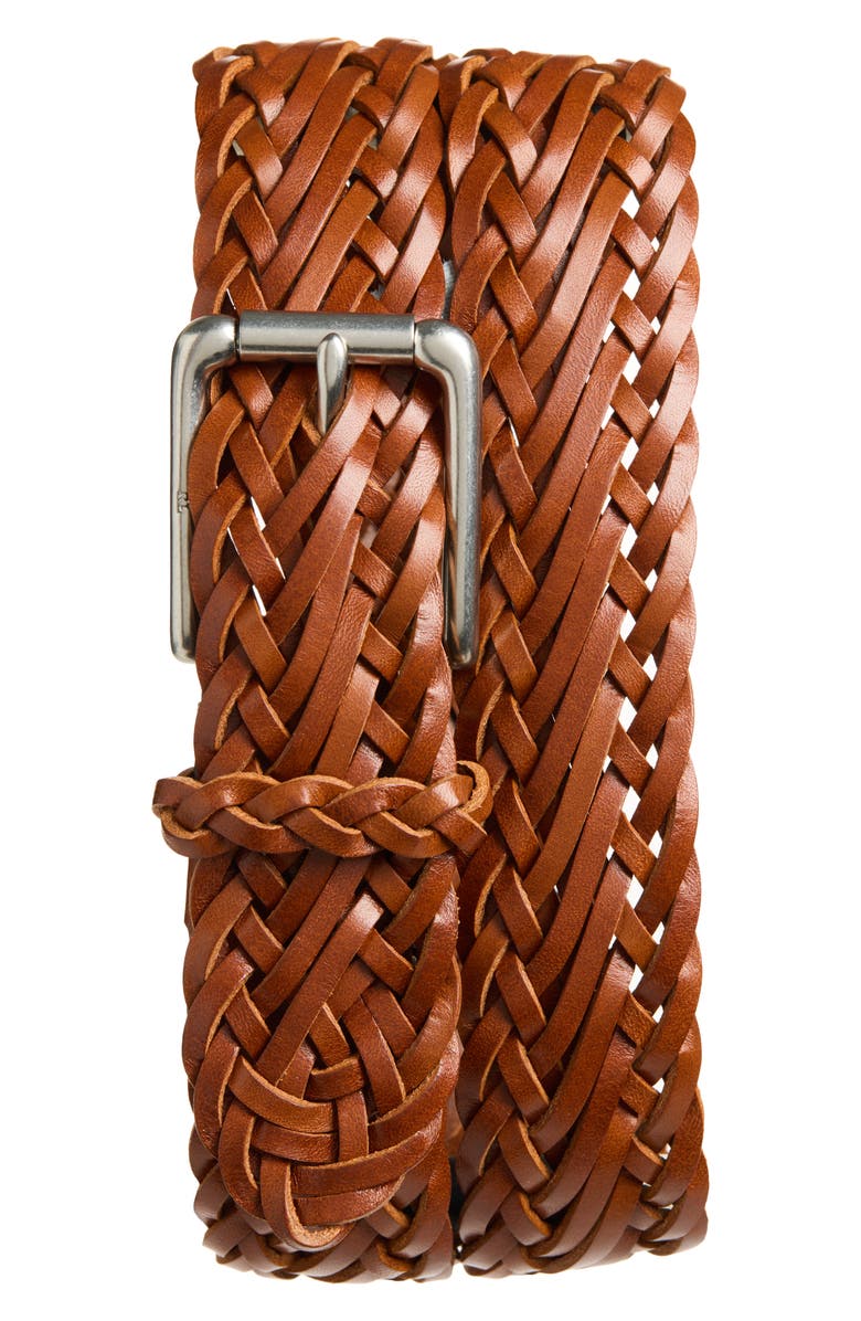 Ralph Lauren Purple Label Braided Vachetta Leather Belt, Main, color, Rl Gold