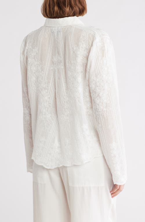 Forgotten Grace Floral Embroidered Cotton Button-up Shirt In White