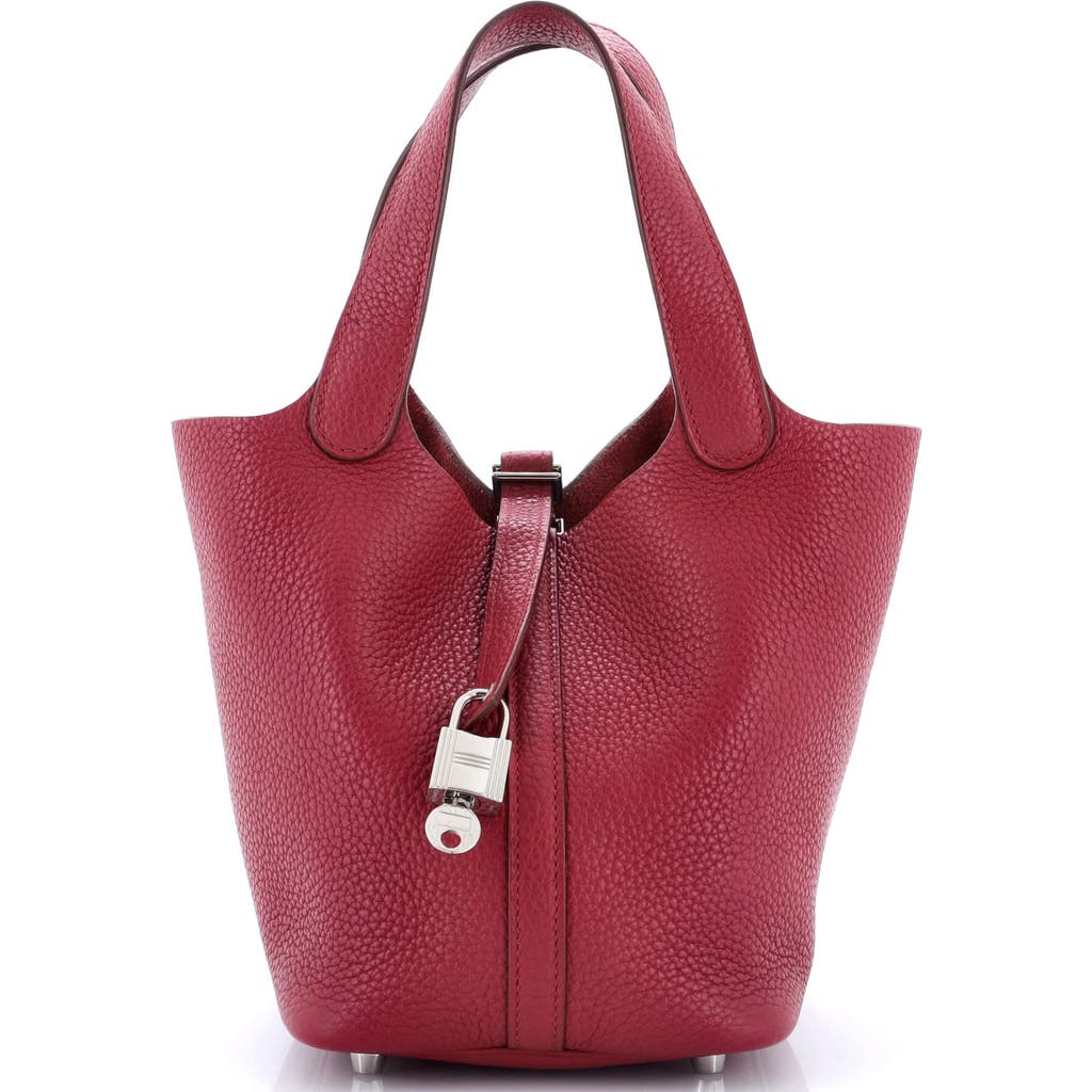 Pre-owned Hermes Hermes Picotin Lock Bag Clemence Pm In Red