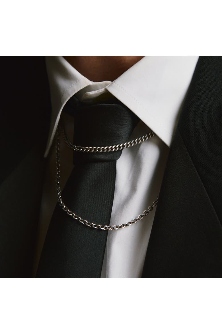 Thin Cuban Chain Necklace, Alternate, color, Silver