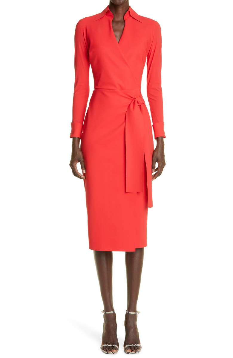 Chiara Boni La Petite Robe Kamala Long Sleeve Jersey Wrap Dress, Main, color,