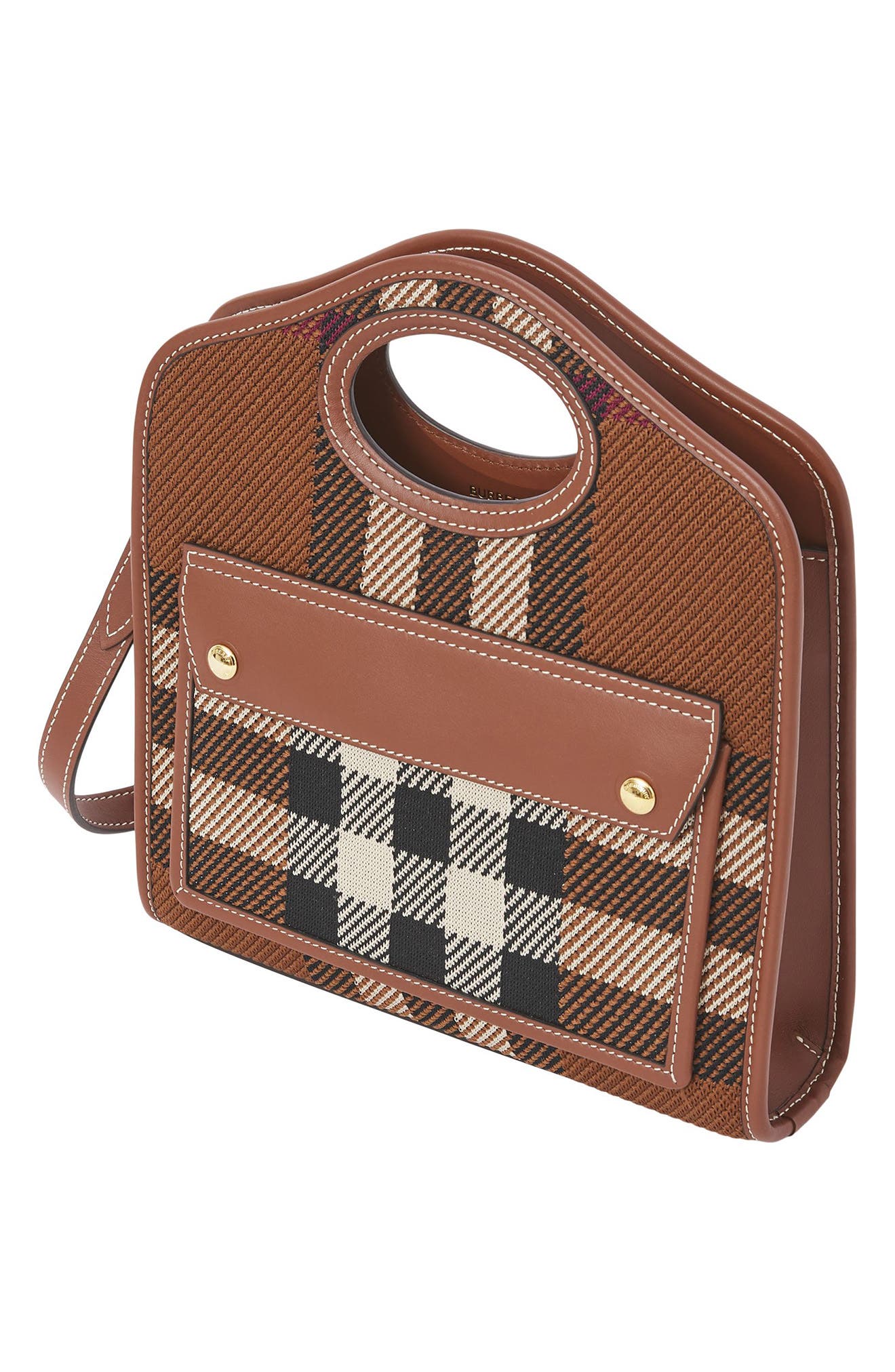 Burberry Mini Check Jacquard Pocket Bag, Alternate, color, 