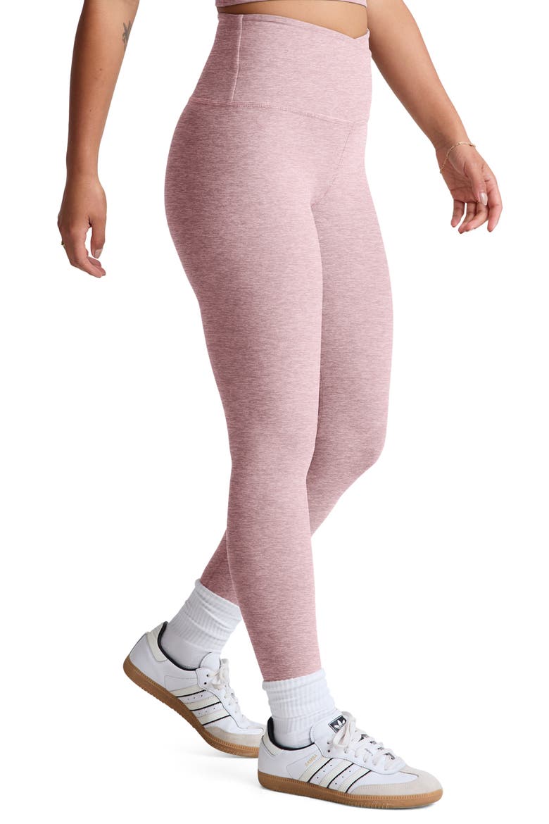 At Your Leisure Space Dye High Waist Midi Leggings, Alternate, color, BLUSH BLOOMS HEATHER