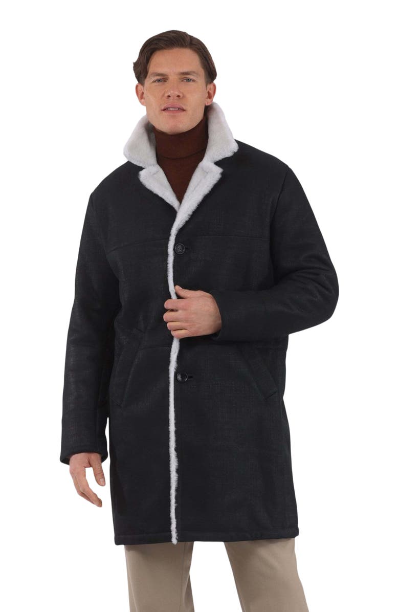 GORSKI Merino Shearling Lamb Short Coat, Main, color, Black Pattern/White