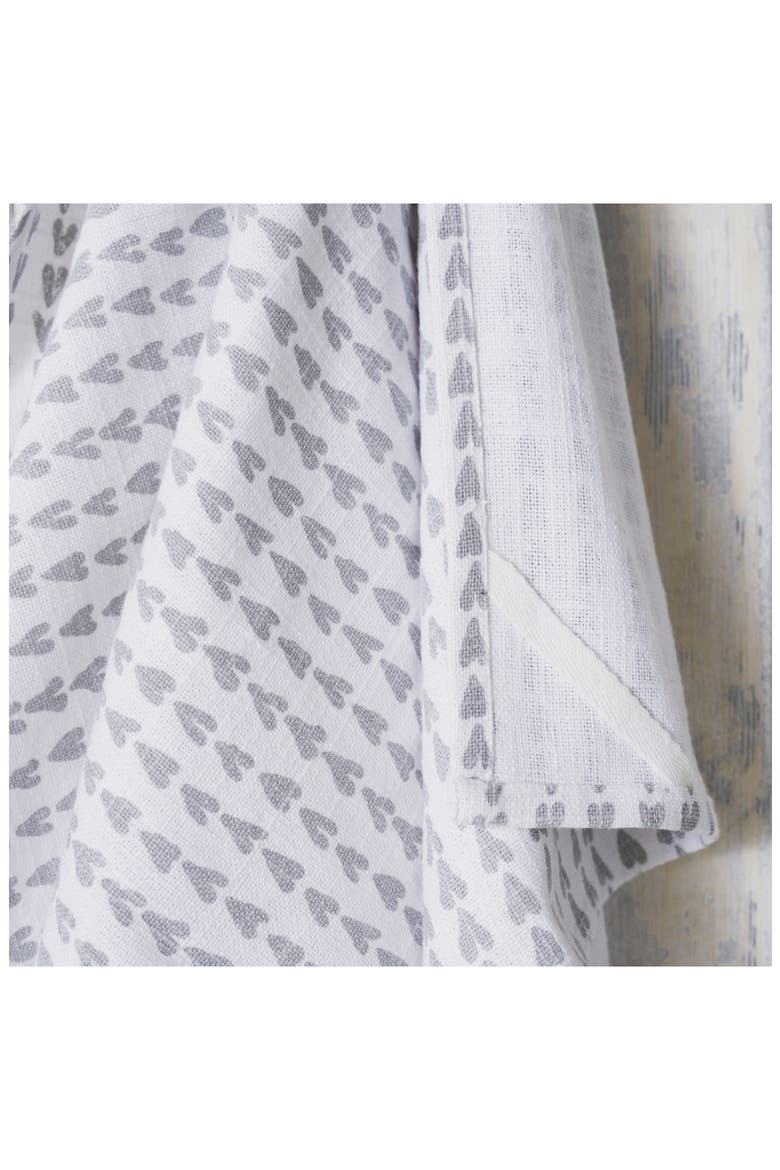 Set of 2 Heart Print Tea Towels, Alternate, color, GREY/ WHITE