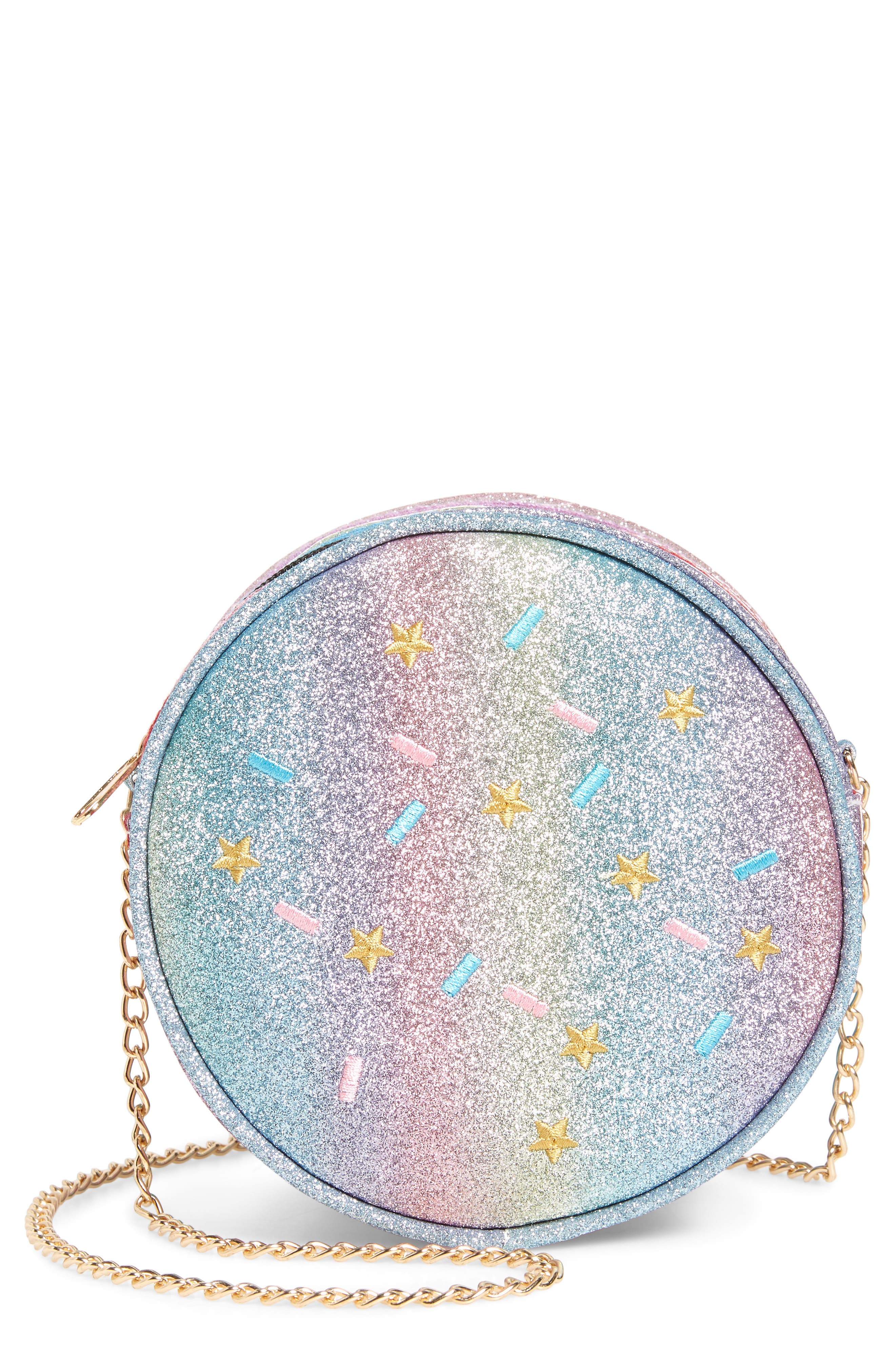 Capelli New York Glitter Rainbow Cake Crossbody Bag, Main, color, 