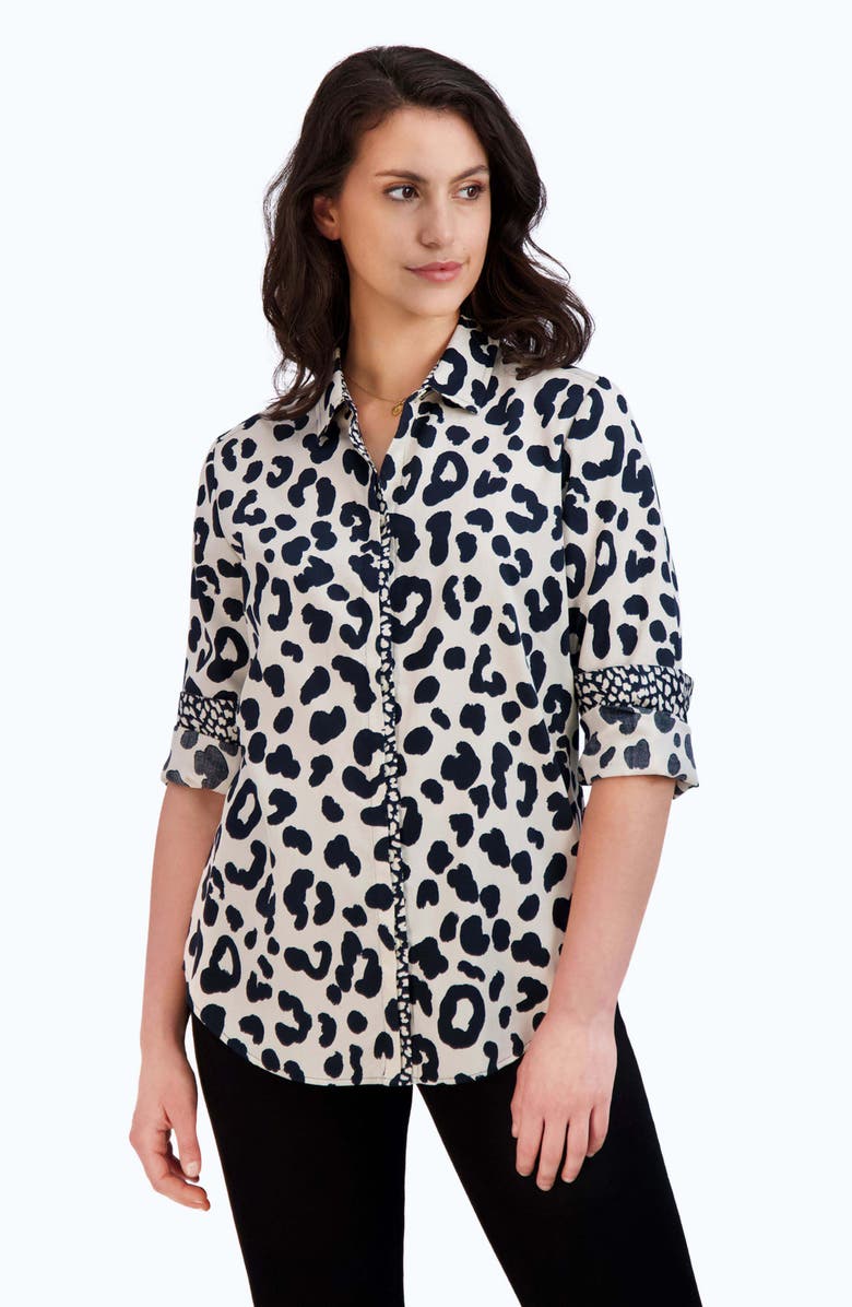 Foxcroft Cheetah Print Shirt, Alternate, color, 