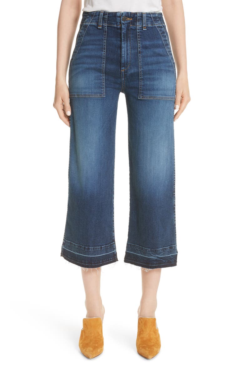 Lou Released Hem Gaucho Jeans, Main, color, RIVER