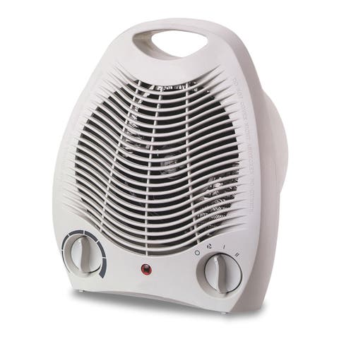 Portable Fan Heater with Thermostat in White