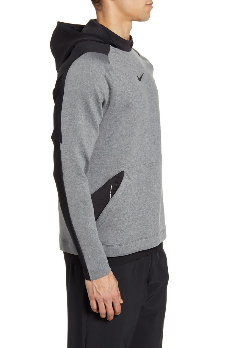 Pro Dri-FIT Fleece Hoodie, Alternate, color, CHARCOAL HEATHER/ BLACK