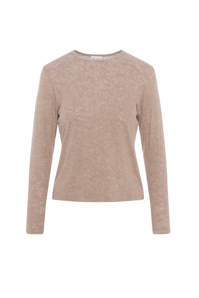 Distressed Cotton-Blend Teen Pullover Top, Alternate, color, Taupe