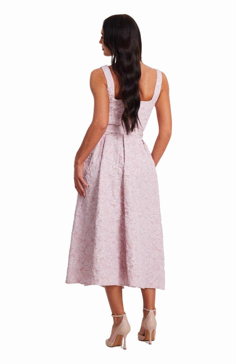QUIZ Jacquard Square Neck Midi Dress, Alternate, color, Pale Pink
