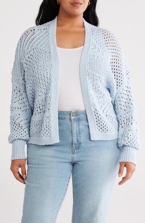 Openwork Slouchy Cotton Cardigan (Plus)