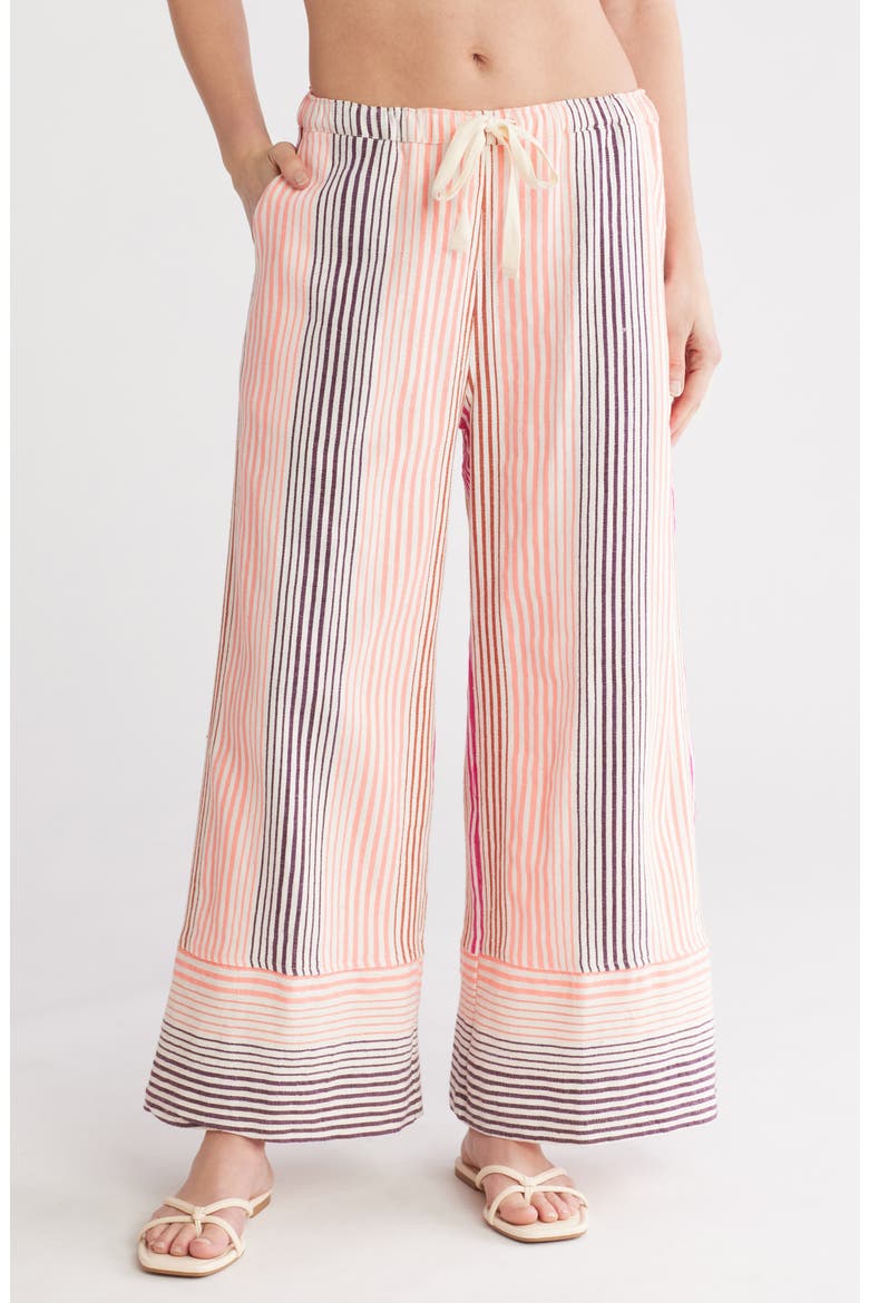 Desta Stripe Wide Leg Pants, Main, color, ENJORI PLUM
