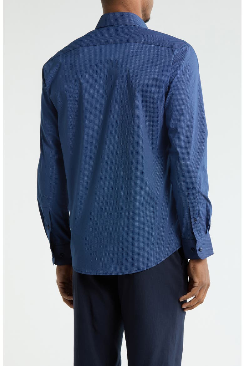 Slim Fit Mini Dot Print Stretch Dress Shirt, Alternate, color, NAVY LIGHT BLUE