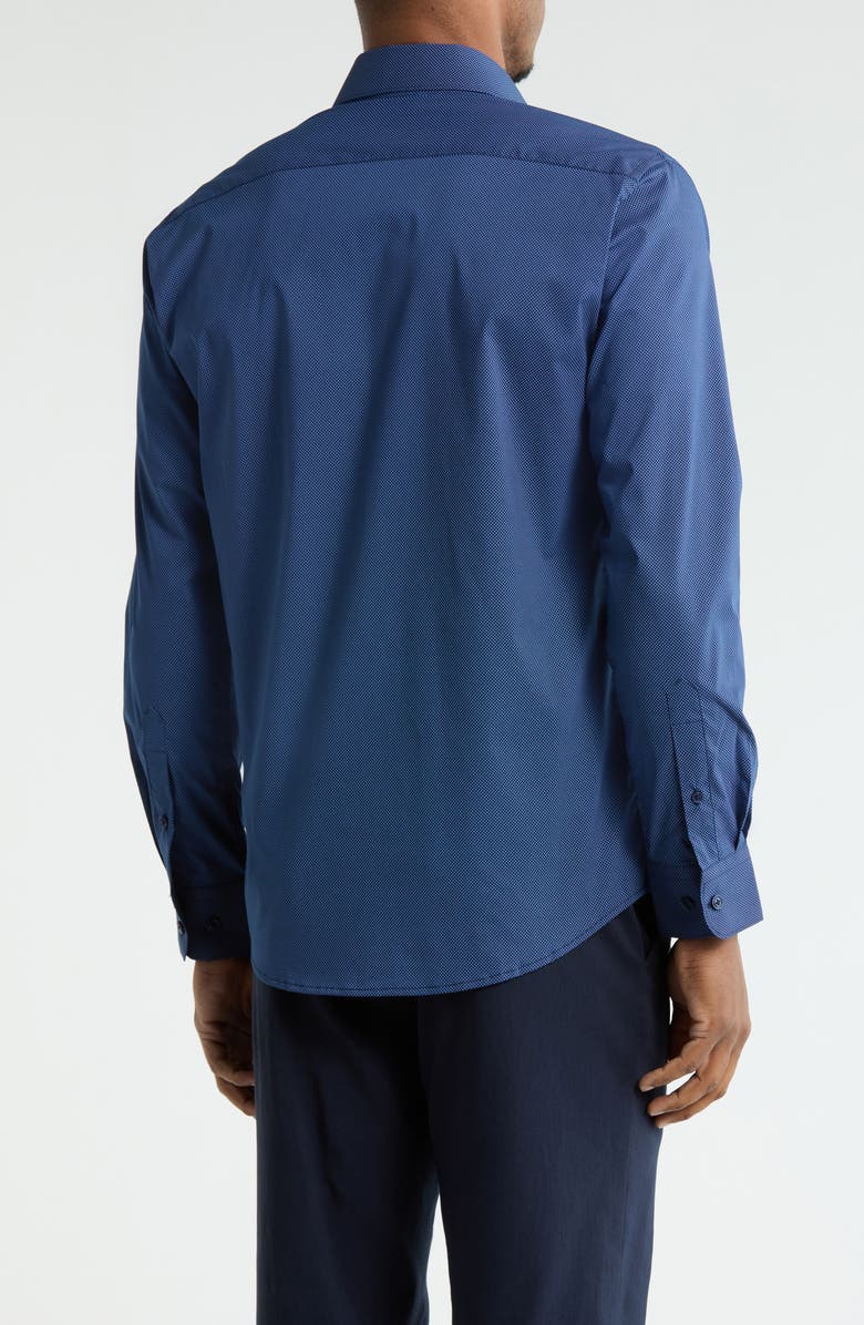 DKNY Slim Fit Mini Dot Print Stretch Dress Shirt, Alternate, color, Navy Light Blue