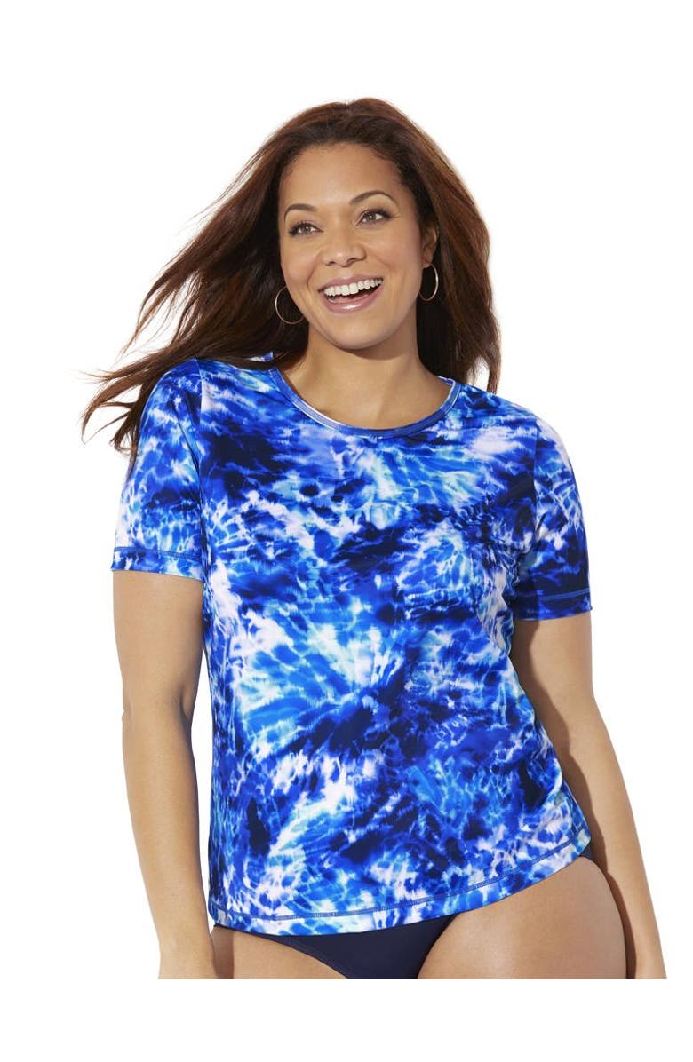 Swimsuits for All Chlorine Resistant Swim Tee Rash Guard, Main, color, Tie Dye