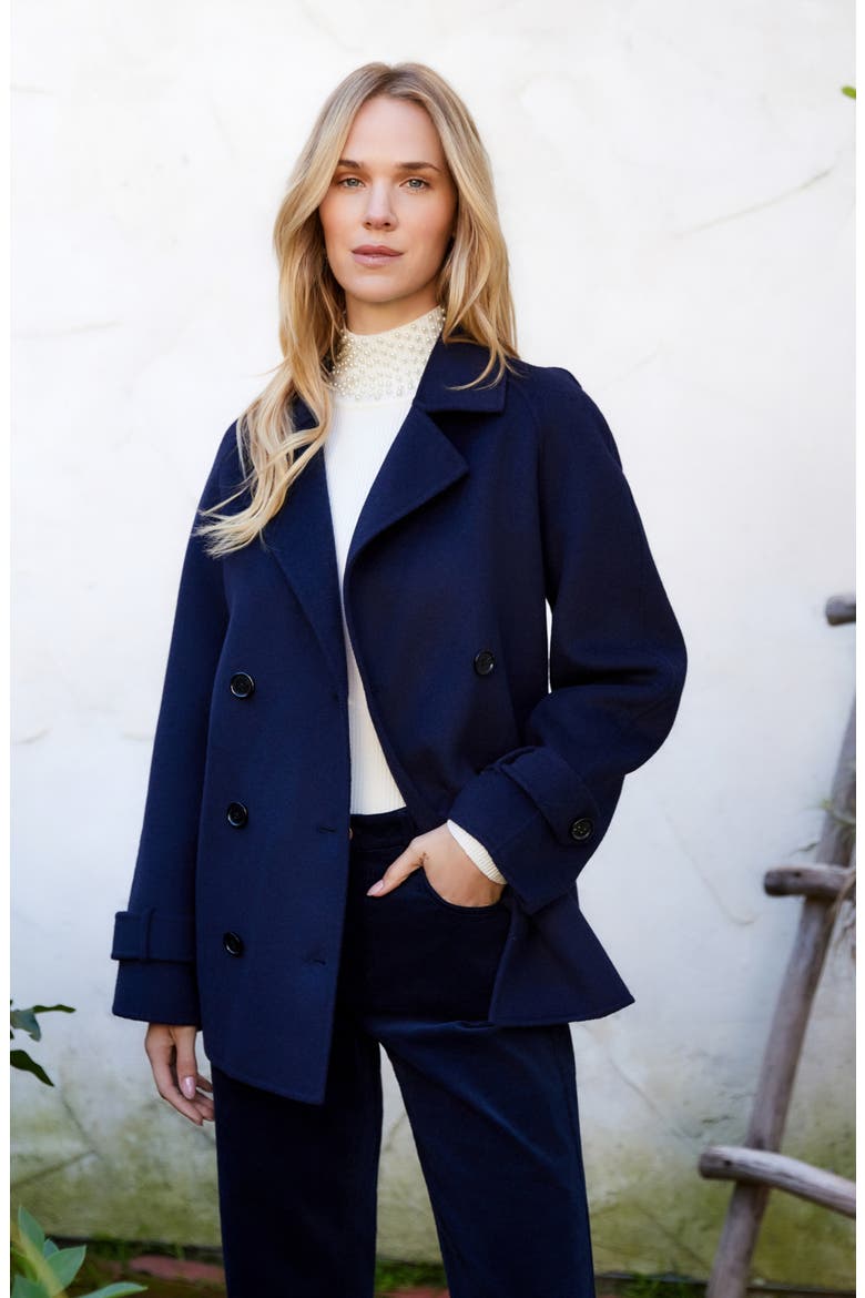 Brushed Wool Blend Peacoat, Alternate, color, NAVY
