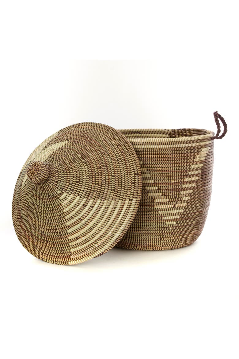 Brown and Cream Tribal Design Basket, Alternate, color, Brown and Cream