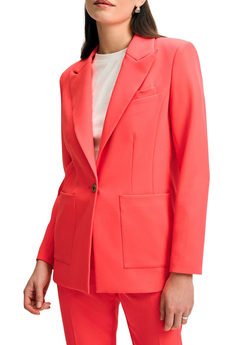 Peak Lapel Blazer with Removable Flower Pin, Main, color, RADIANT ROSE