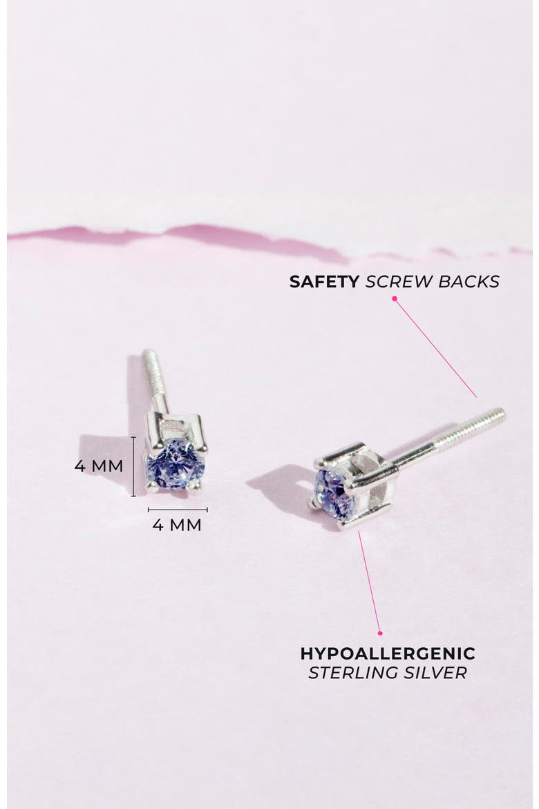 Classic Round Solitaire Earrings, Alternate, color, June
