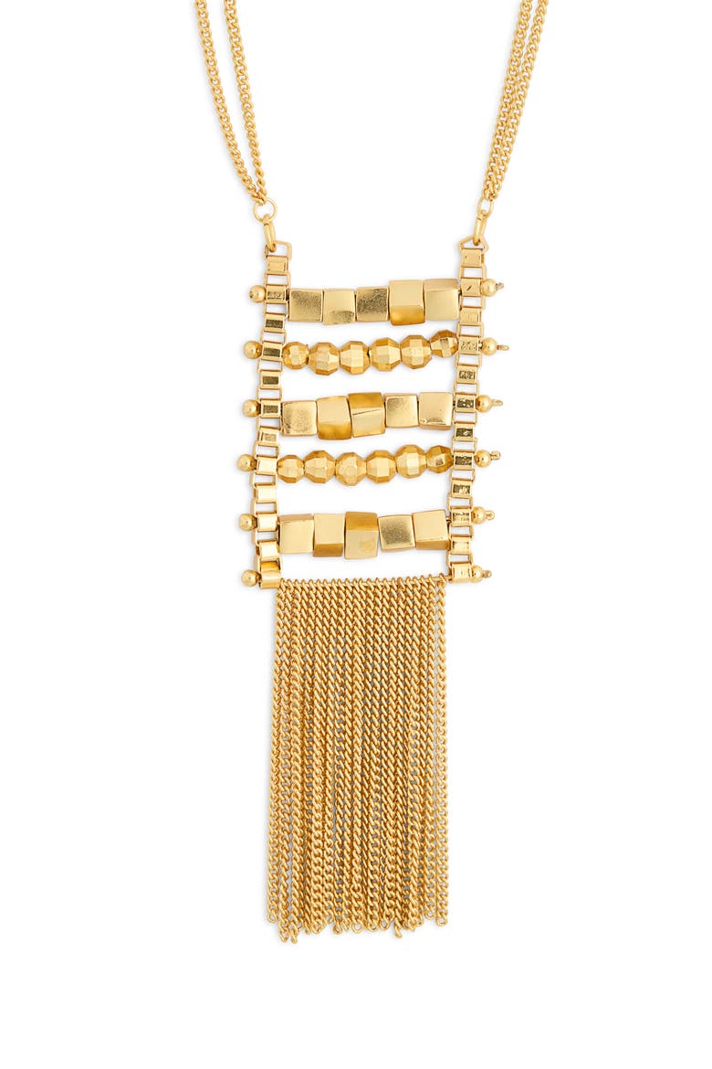 Boho Tassel Necklace, Main, color, GOLD