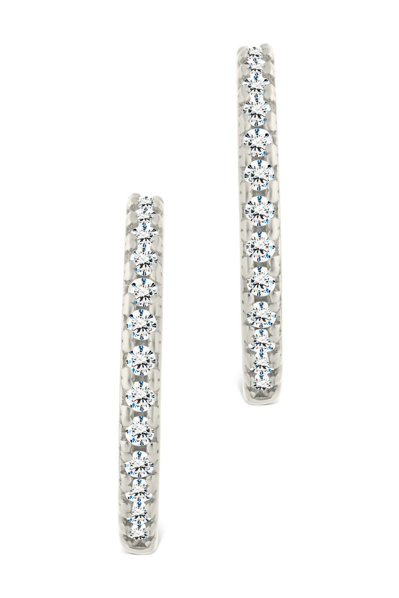 Cubic Zirconia Open Hoop Earrings, Alternate, color, SILVER