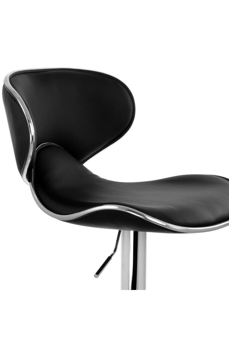 Elama 2 Piece Slim Faux Leather Adjustable Bar Stool, Alternate, color, Black