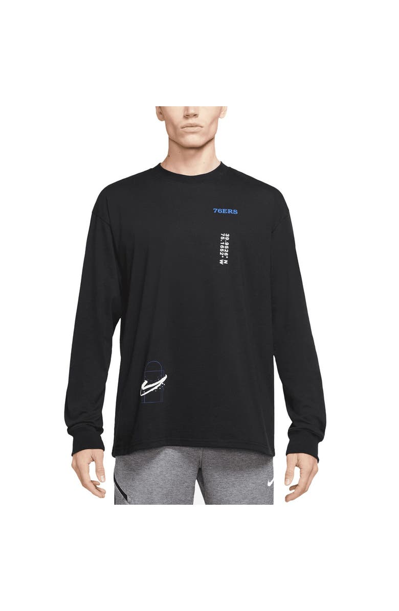 Nike Men's Nike Black Philadelphia 76ers Courtside Established City Max90 Long Sleeve T-Shirt, Alternate, color, Black