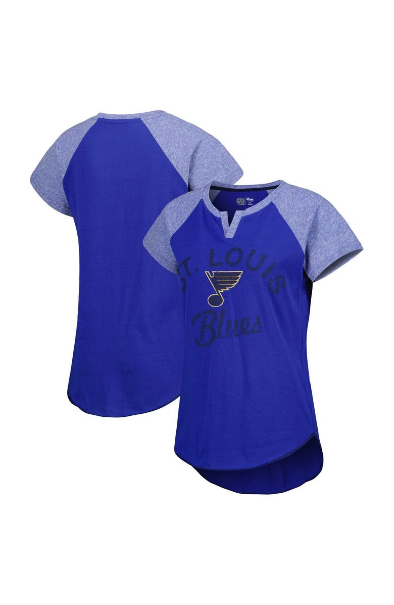 STARTER Women's Starter Blue St. Louis Blues Grand Slam Raglan Notch Neck T-Shirt, Main, color, 