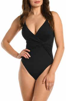 La Blanca Island Goddess Asymmetric Twist One-Piece Swimsuit