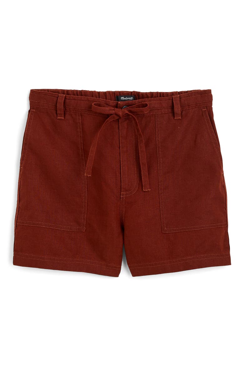 Drawstring Linen Shorts, Alternate, color, HENNA