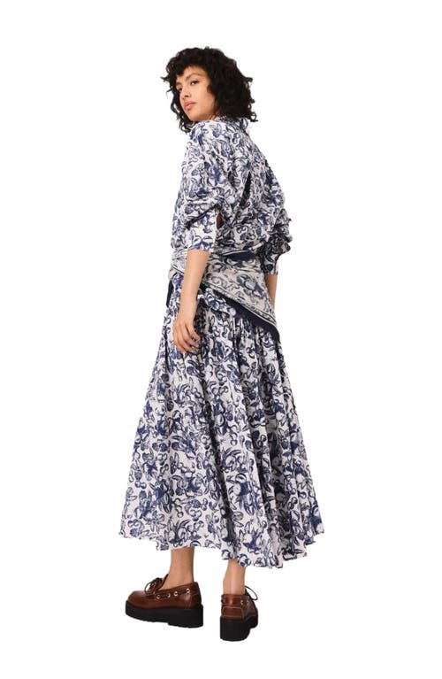 Maje Long Patterned Blouse In Blue