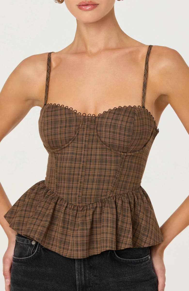 ASTR the Label Baylin Corset Top, Alternate, color, Black Brown Plaid