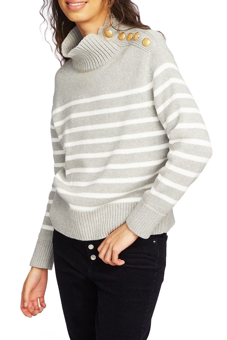 Stripe Mock Neck Sweater, Alternate, color, SILVER HEATHER