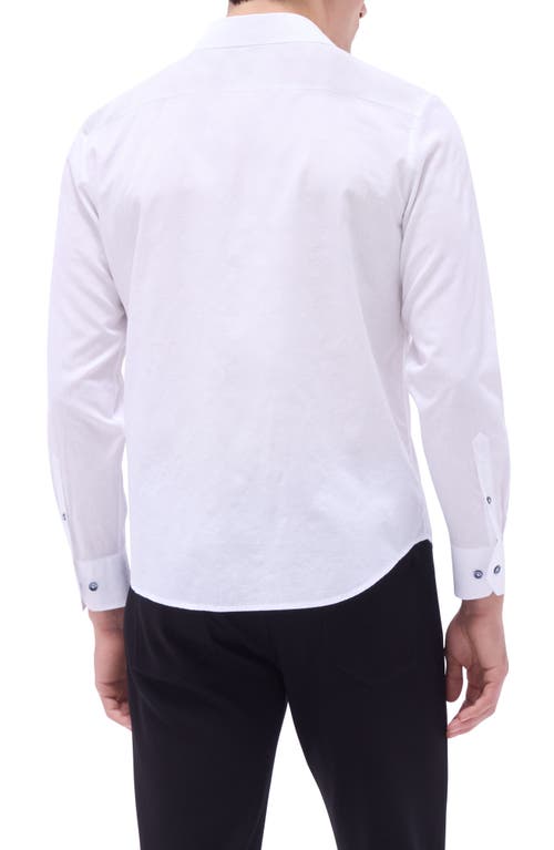 Bugatchi Axel Floral Jacquard Shaped Fit Button-up Shirt In White