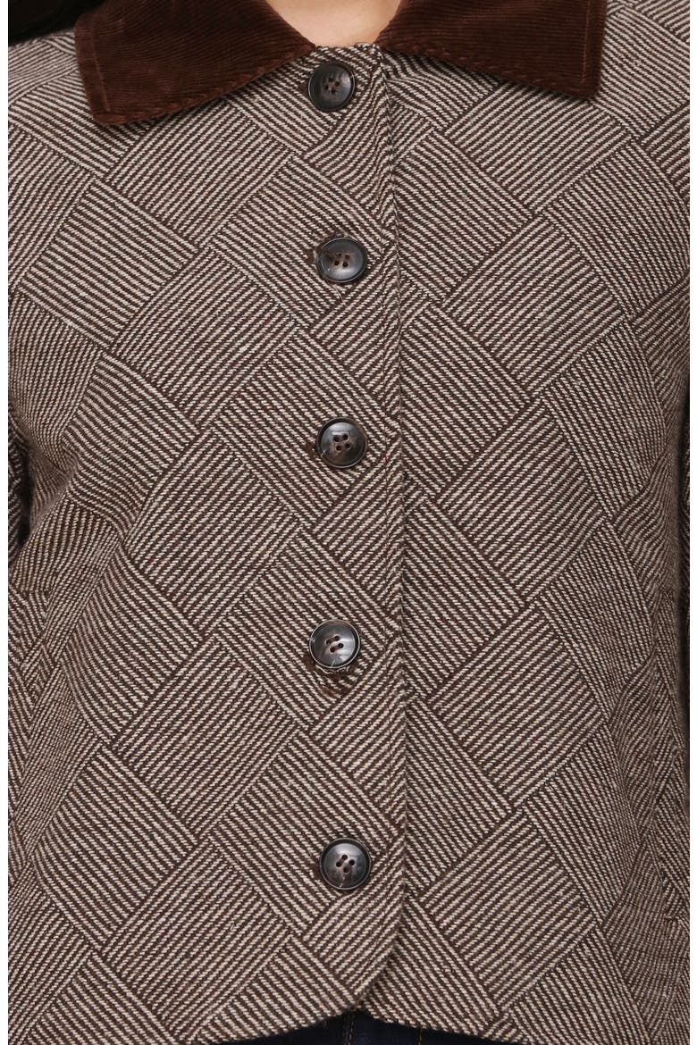 Corduroy Collar Crop Jacket, Alternate, color, BROWN BASKET
