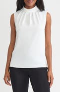 Misook Crêpe de Chine Mock Neck Sleeveless Top